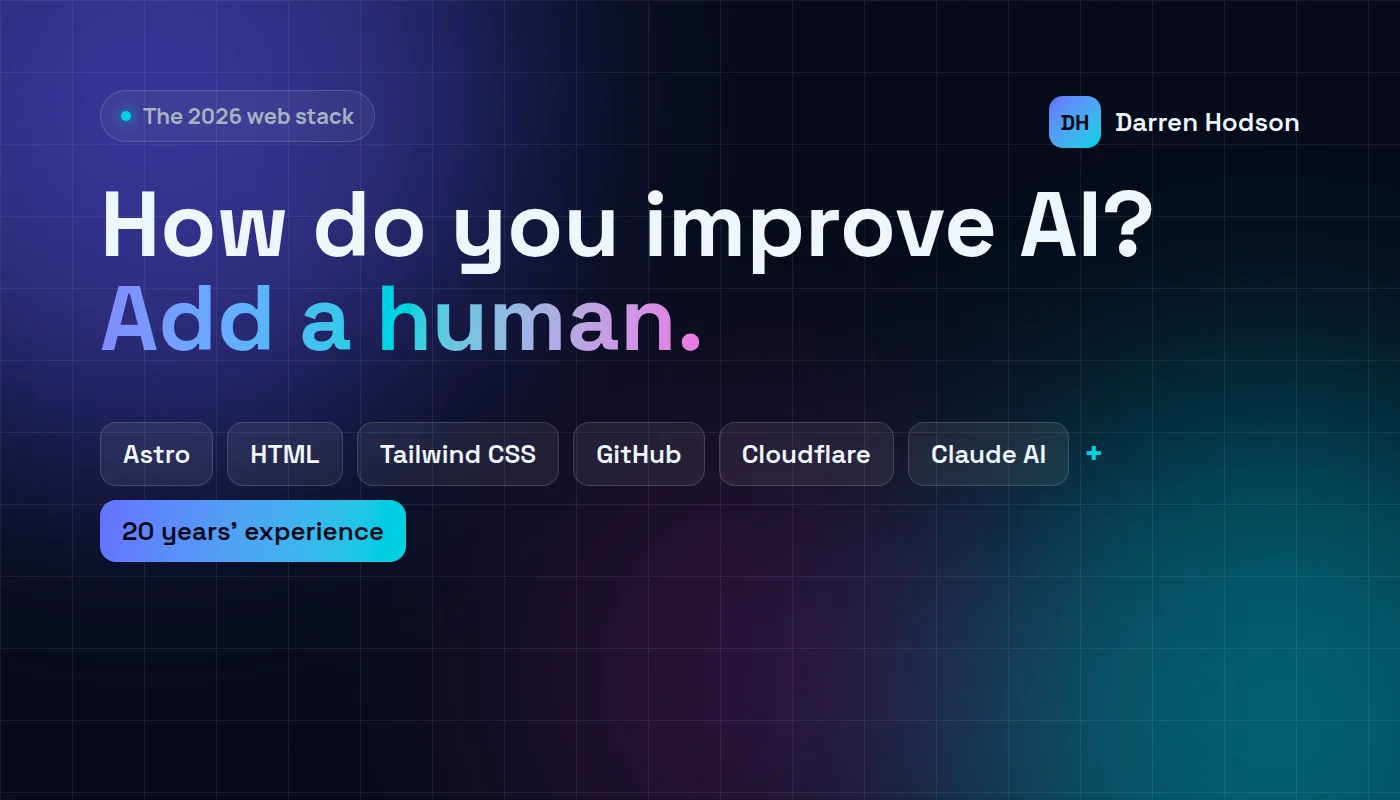 The 2026 web stack: Astro, Tailwind CSS, GitHub, Cloudflare and Claude AI, with a human in the loop